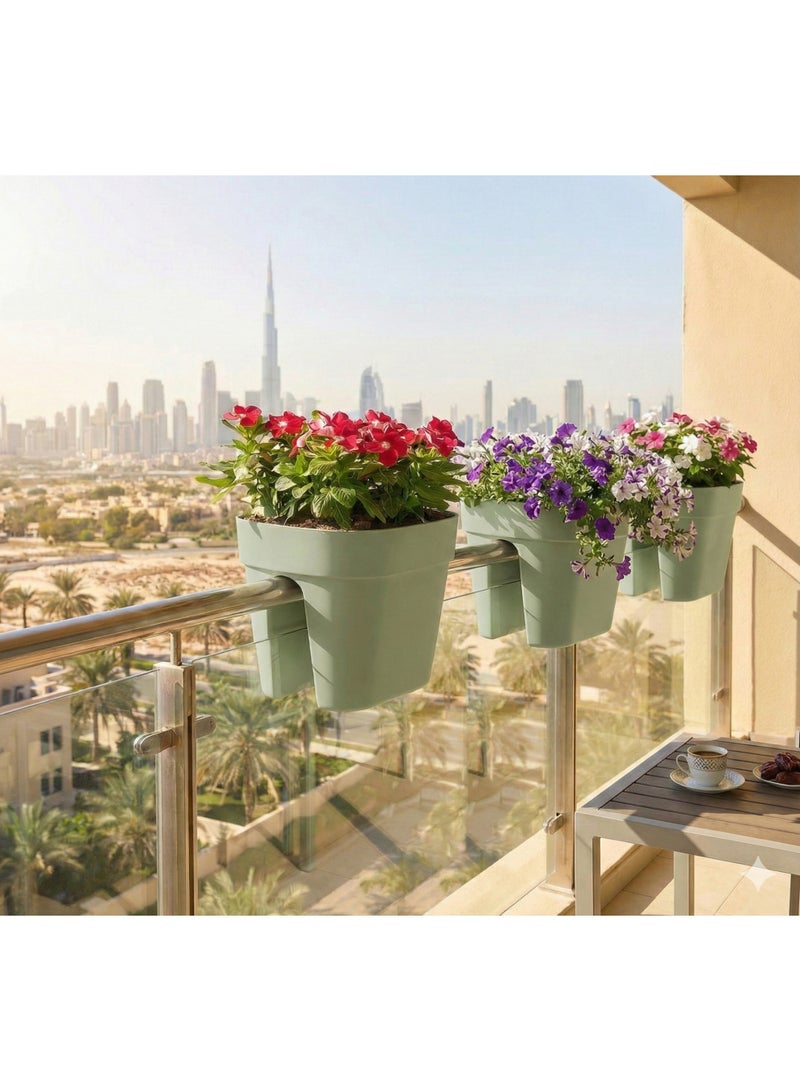 IDEL Self Hanging Flower Planter Pot PBACK – Balcony & Garden Pots with Adjustable Hooks and Self Watering – Durable Premium Hanging Planters – Made in Italy  (Sage, 30cm) - Image 3